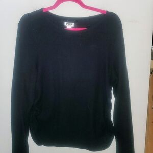 PINK Victoria's Secret Black Crew Neck Thermal Top With Cinched Sides
